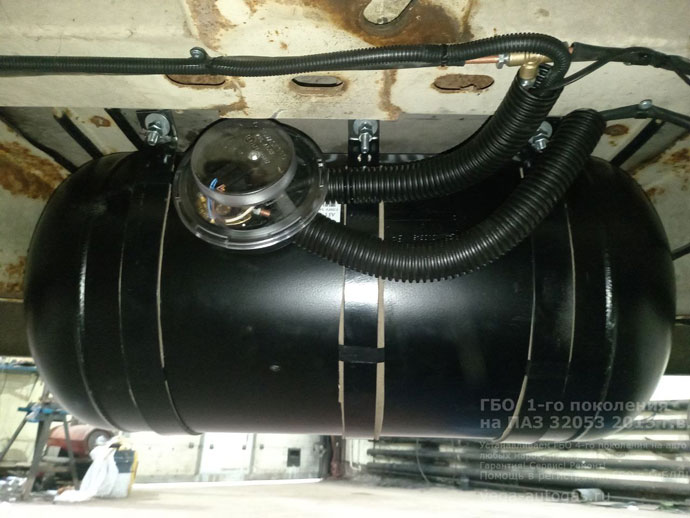 Установка ГБО 1-го поколения на ПАЗ 32053 (карбюратор) 2015 г.в., 122,40 л.с., с пробегом 77 500 км.