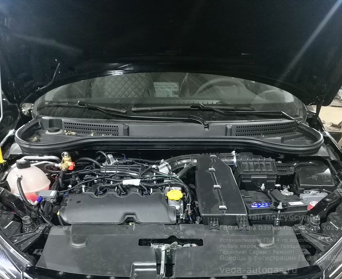 на этотодкапотная компоновка, установка ГБО Альфа D39 для метана на Лада Веста AGF-LAA-ACBAA 2025 г.в., 1.6 л., 106 л.с., с пробегом; 292 км., цилиндрический баллон 80 литров в багажнике, за задним рядом сидений, Нижний Новгород, Дзержинск