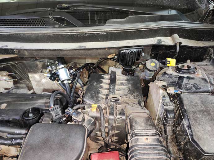 детали ГБО Digitronic, установка на Мицубиси Аутлендер 2013 г.в., 2.4 л., 167 л.с., с пробегом 200 000 км., ВЗУ в лючке бензобака, тороидальный баллон 73 литра сзади, под кузовом, на месте для запасного колеса, Нижний Новгород, Дзержинск