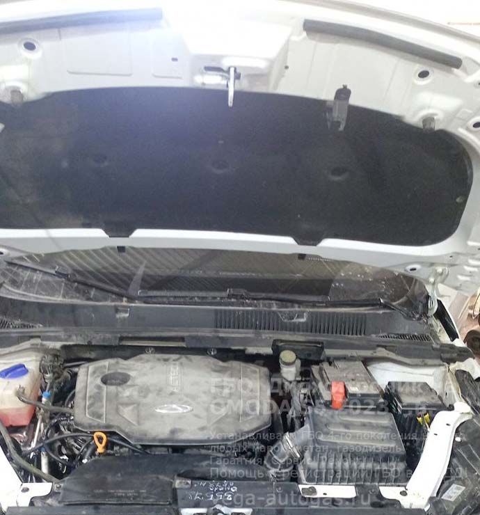 ГБО Digitronic под капоом, установка на Омода S5 2023 г.в., 1.5 л., 117 л.с., с пробегом 45 311 S5 2023 г.в., 1.5 л., 117 л.с., с пробегом 45 311 км., ВЗУ в лючке бензобака, тороидальный баллон 54 литра в багажнике, в нише для запасного колеса, Нижний Новгород, Дзержинск