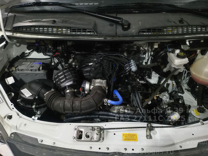 подкапотная компоновка, установка ГБО Альфа D39 на Газель ГАЗ 27111C 2025 г.в., 186 л.с., пробег: 1 531 км., цилиндрический баллон 130 литров под кузовом, за кабиной, с правой стороны, Нижний Новгород, Дзержинск